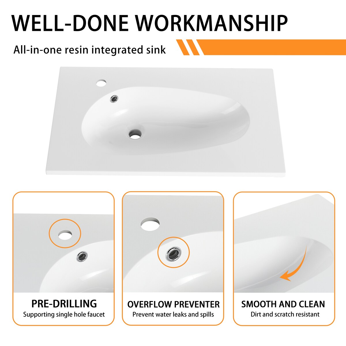 Bathroom Vanity With Sink In 24/30 Inch, Floating Bathroom Vanity With Soft Close Door