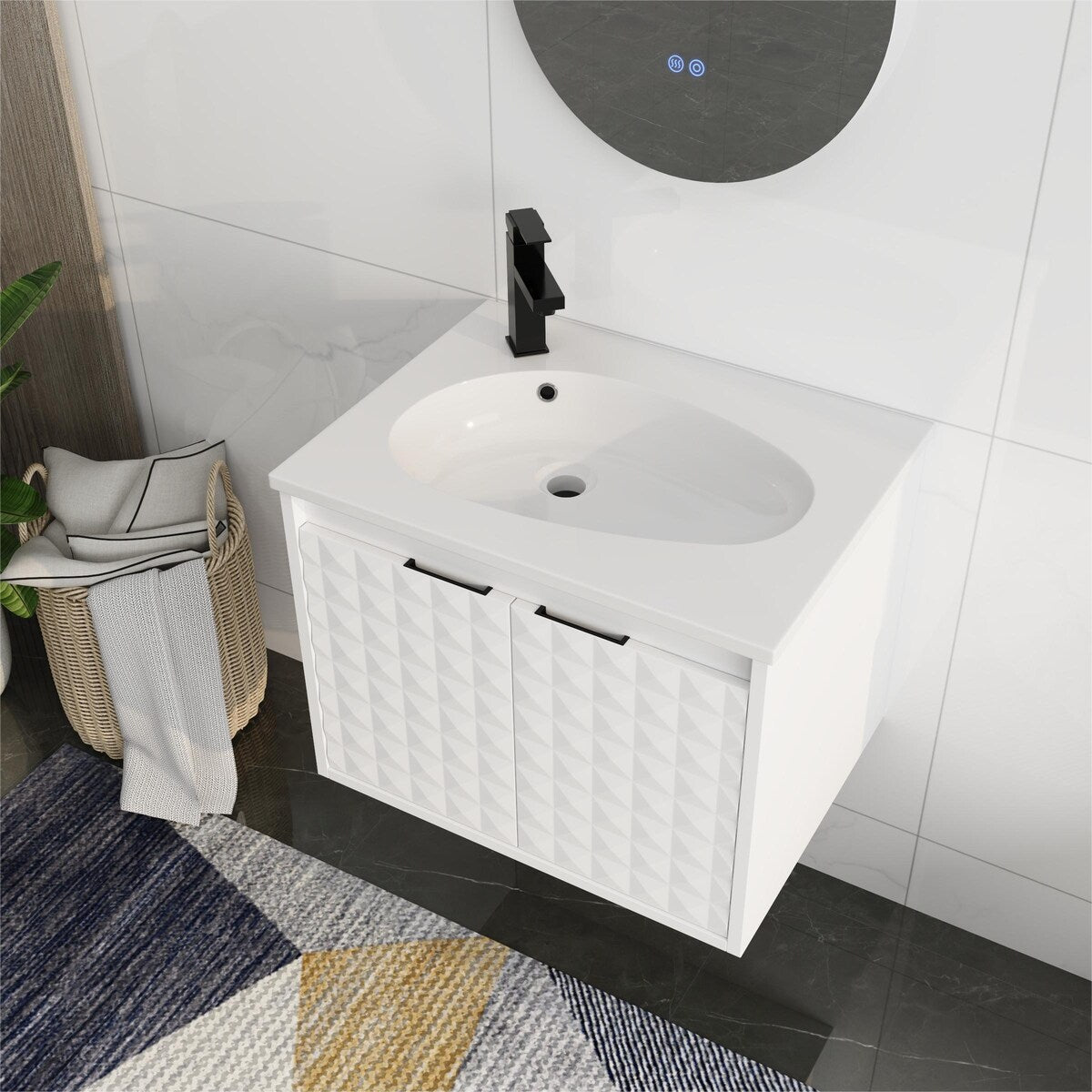 Bathroom Vanity With Sink In 24/30 Inch, Floating Bathroom Vanity With Soft Close Door