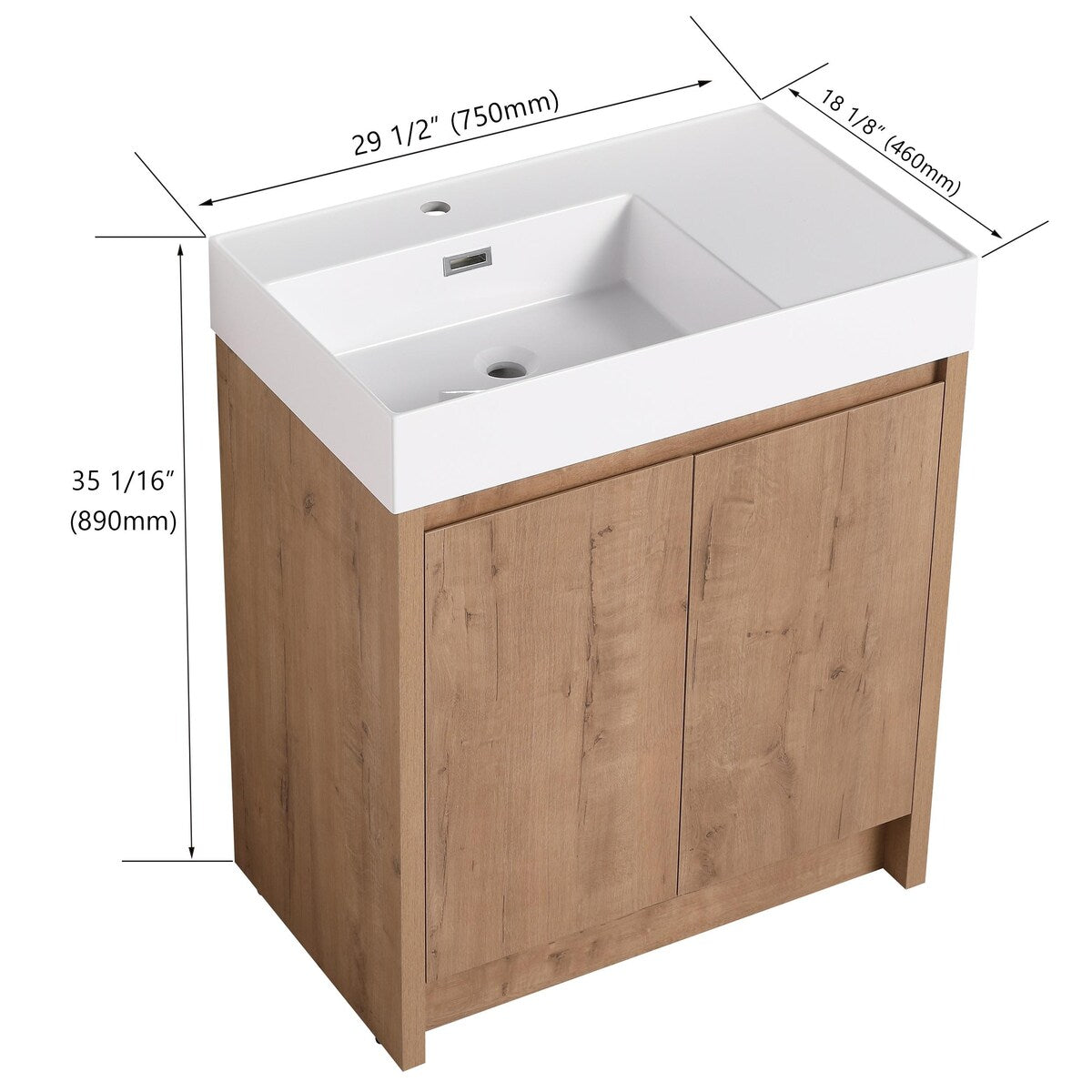 Bathroom Vanity With Sink In 24/30 Inch, Freestanding Bathroom Vanity With Soft Close Door And Adjustable Shelves