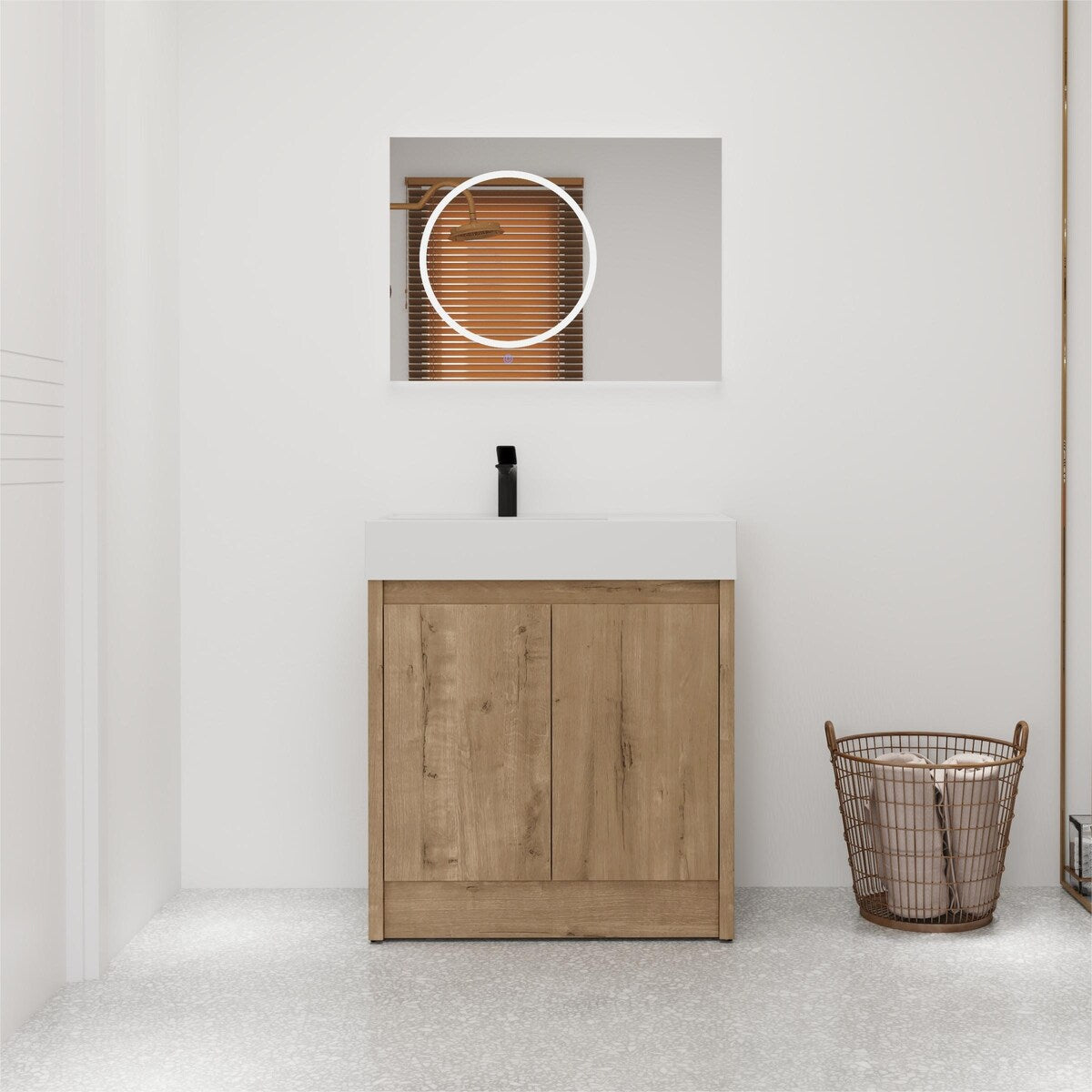 Bathroom Vanity With Sink In 24/30 Inch, Freestanding Bathroom Vanity With Soft Close Door And Adjustable Shelves