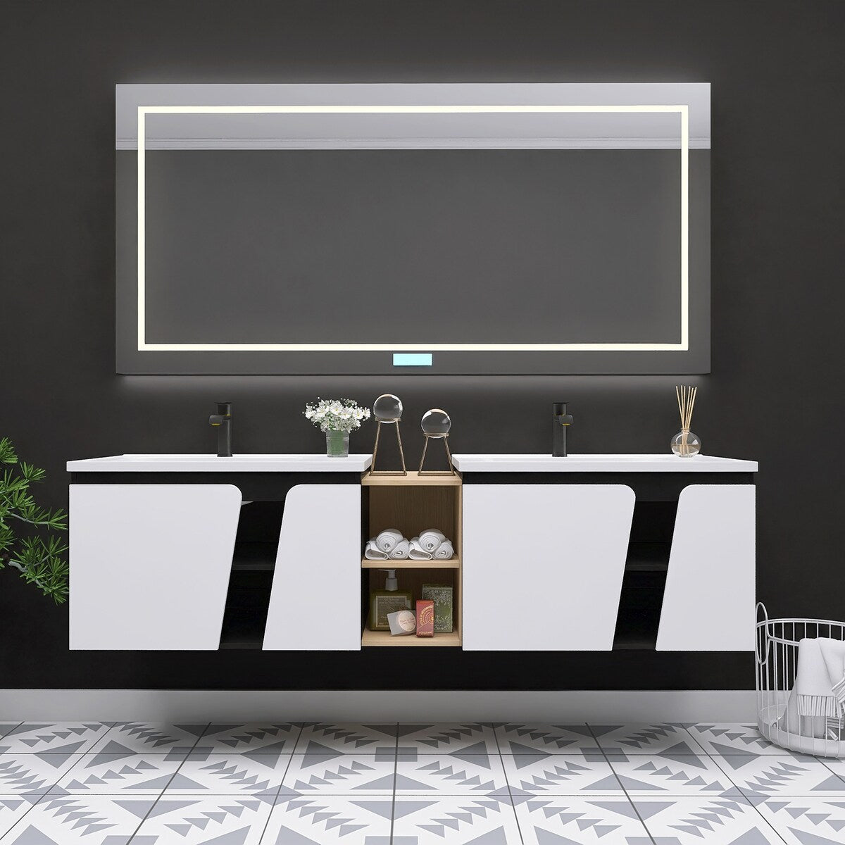 Bathroom Vanity With Sink In 32/36/40/84/76/92 Inch, Floating Bathroom Vanity With Soft Close Door