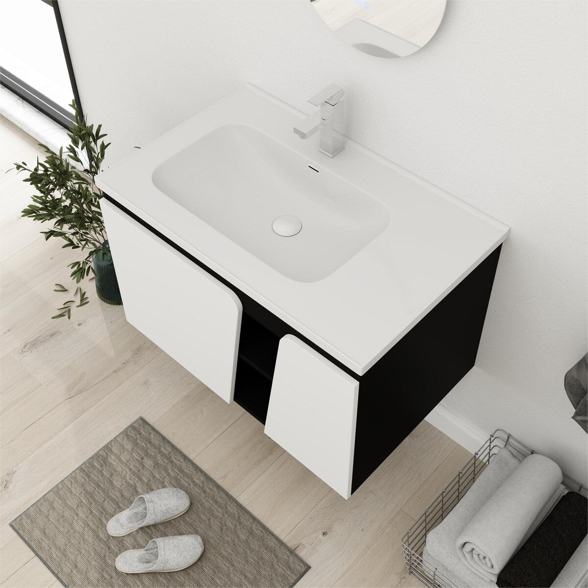 Bathroom Vanity With Sink In 32/36/40/84/76/92 Inch, Floating Bathroom Vanity With Soft Close Door
