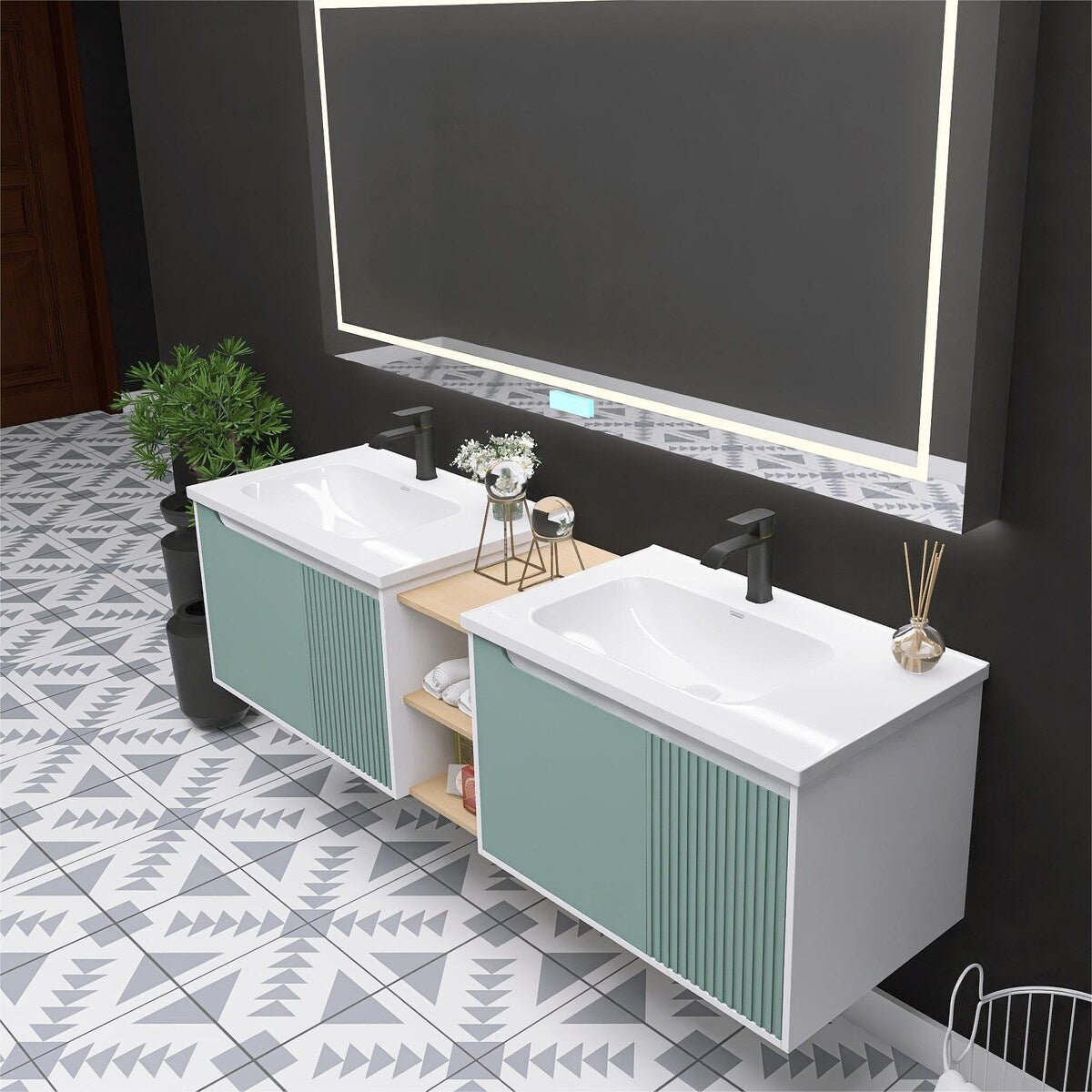 Bathroom Vanity With Sink In 32/36/40/84/76/92 Inch, Floating Bathroom Vanity With Soft Close Door