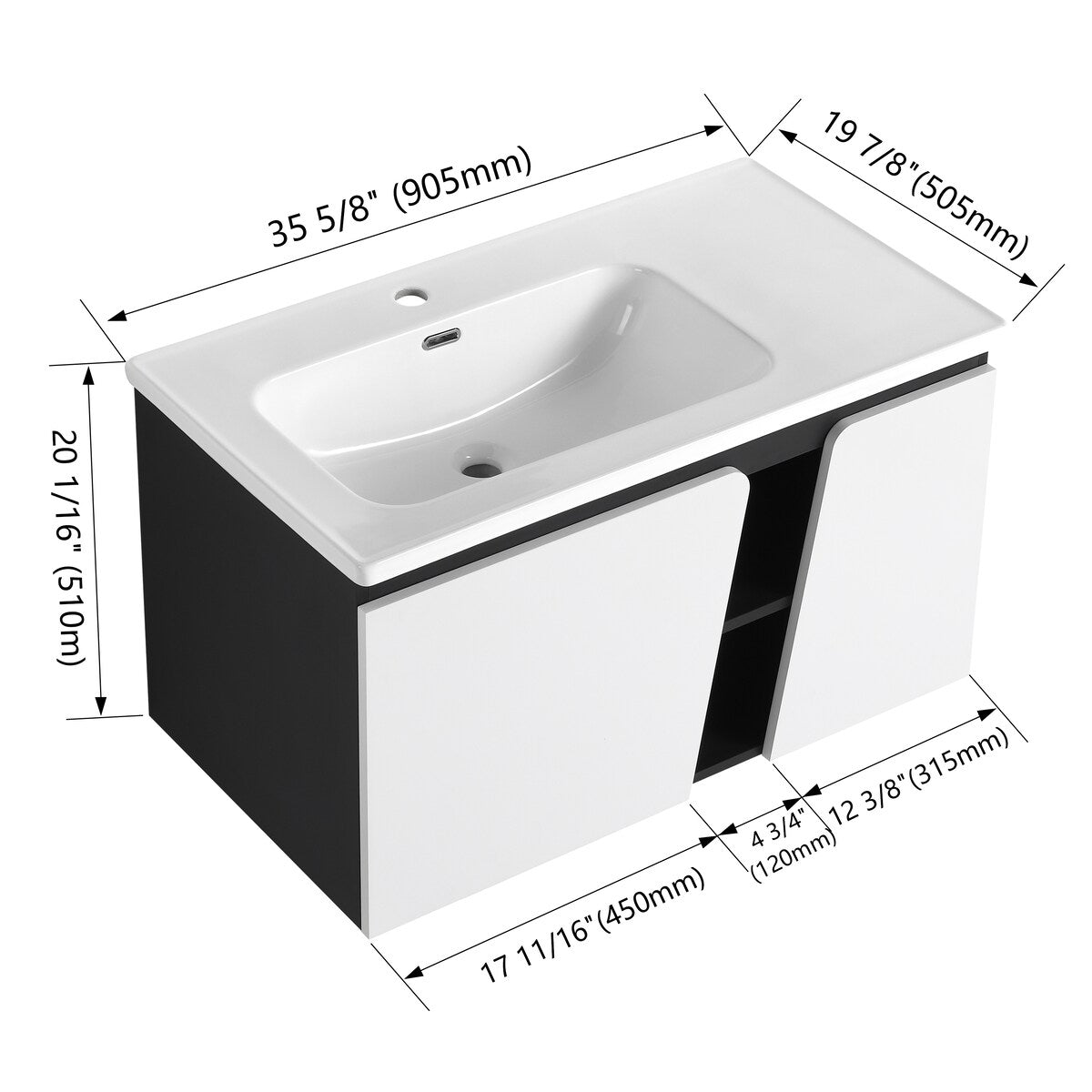 Bathroom Vanity With Sink In 32/36/40/84/76/92 Inch, Floating Bathroom Vanity With Soft Close Door