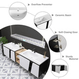 Bathroom Vanity With Sink In 32/36/40/84/76/92 Inch, Floating Bathroom Vanity With Soft Close Door