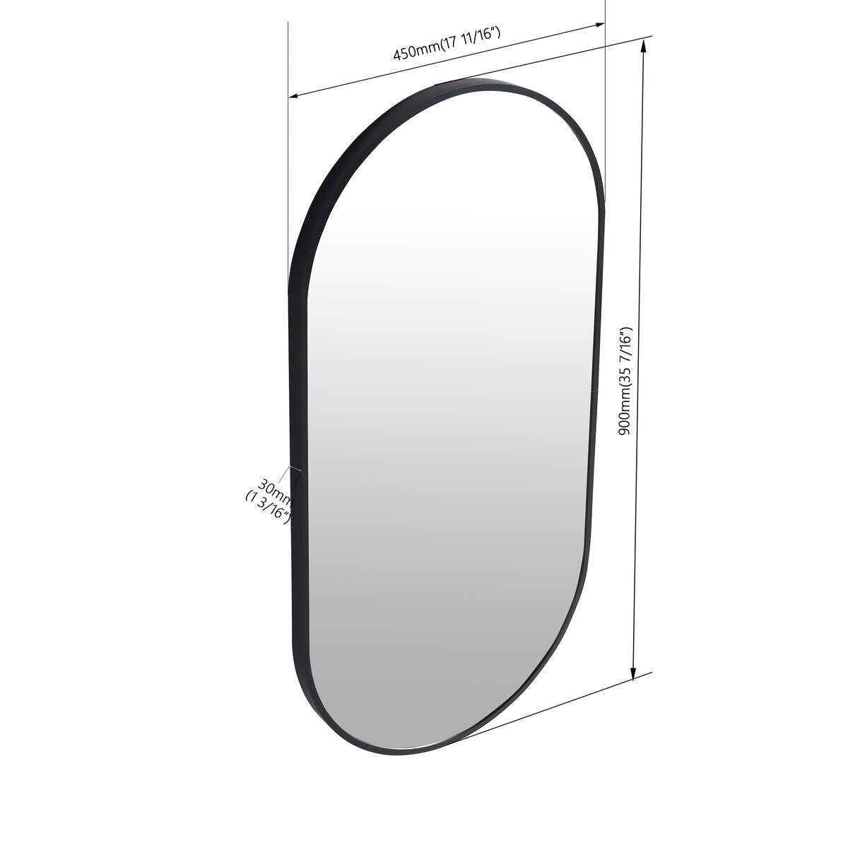 Bathroom Wall-Mounted Mirror with Black Aluminum Frame