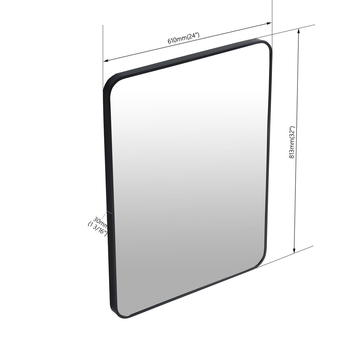 Bathroom Wall-Mounted Mirror with Black Aluminum Frame