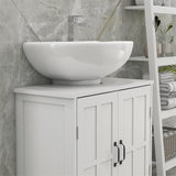Bathroom Wood Pedestal Sink Cabinet with Adjustable Shelf (No Sink)