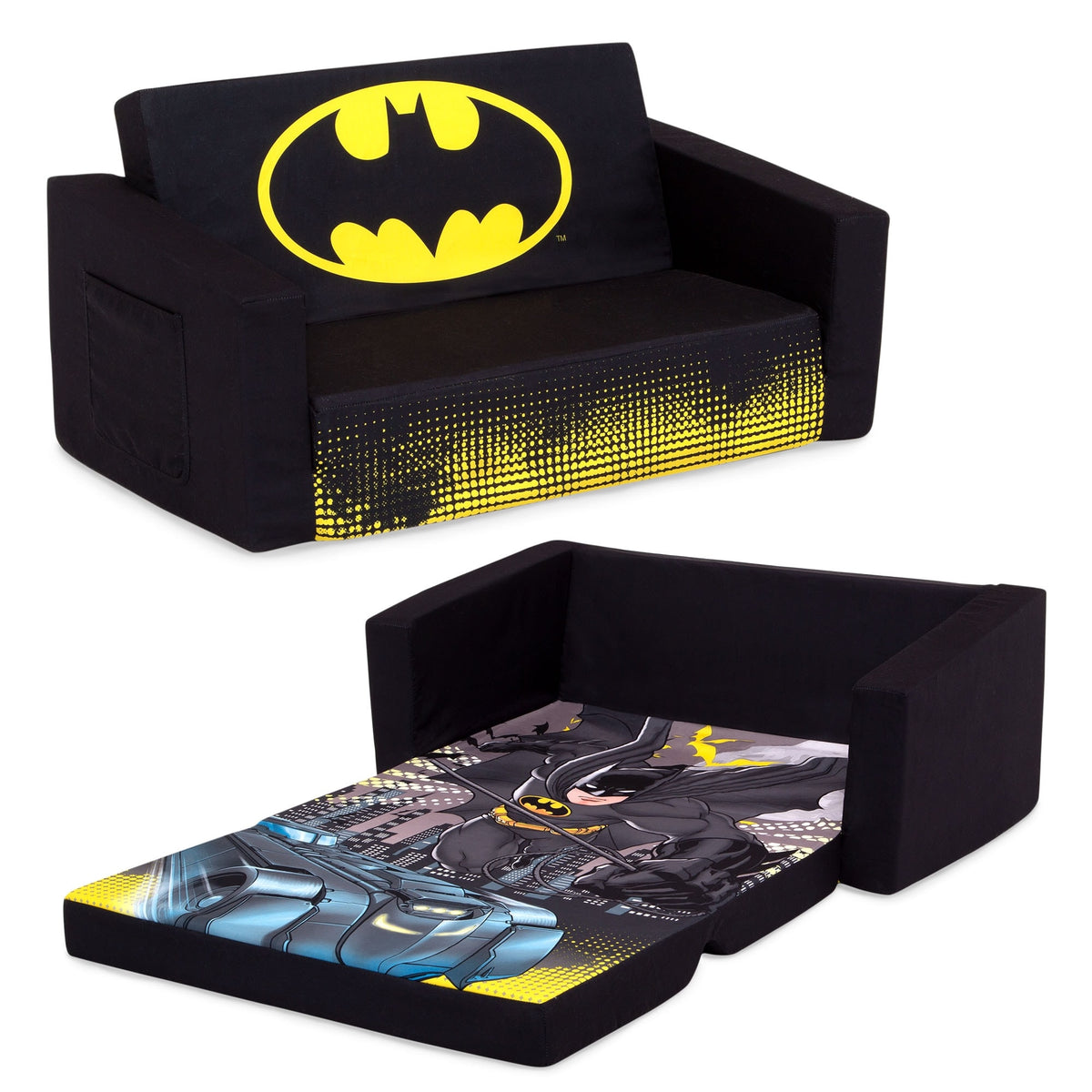 Batman Cozee Flip-Out Sofa - 2-in-1 Convertible Sofa to Lounger for Ki