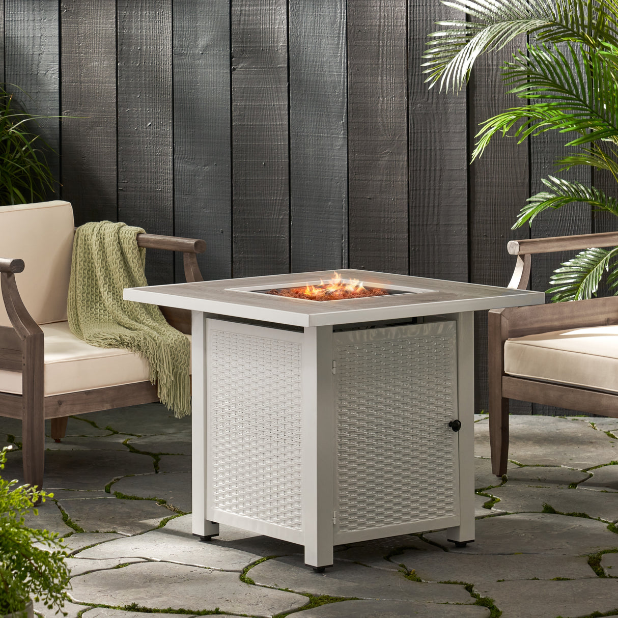 Baton Outdoor Outdoor 40,000 BTU Iron Square Fire Pit by Christopher Knight Home