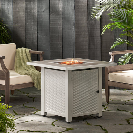 Baton Outdoor Outdoor 40,000 BTU Iron Square Fire Pit by Christopher Knight Home