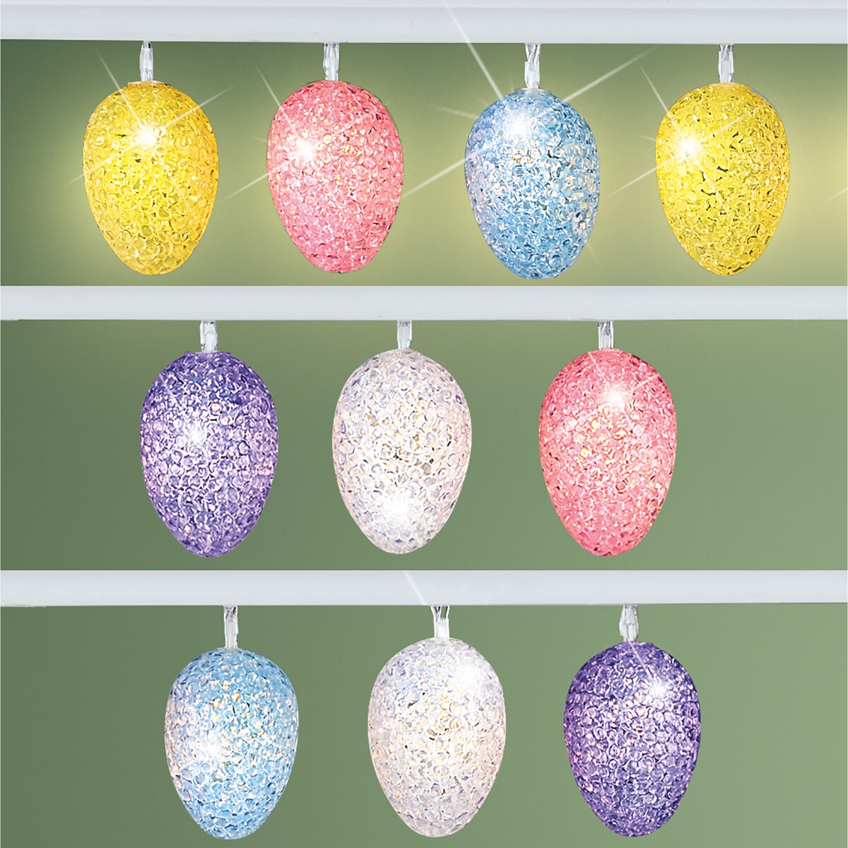 Battery-Operated Pastel Easter Eggs Wired String Lights - 7.880 x 4.250 x 3.280