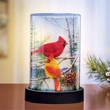 Battery-Operated Sparkling Cardinal Winter Hurricane Lamp - Red - 4.5 x 6.75 x 4.5