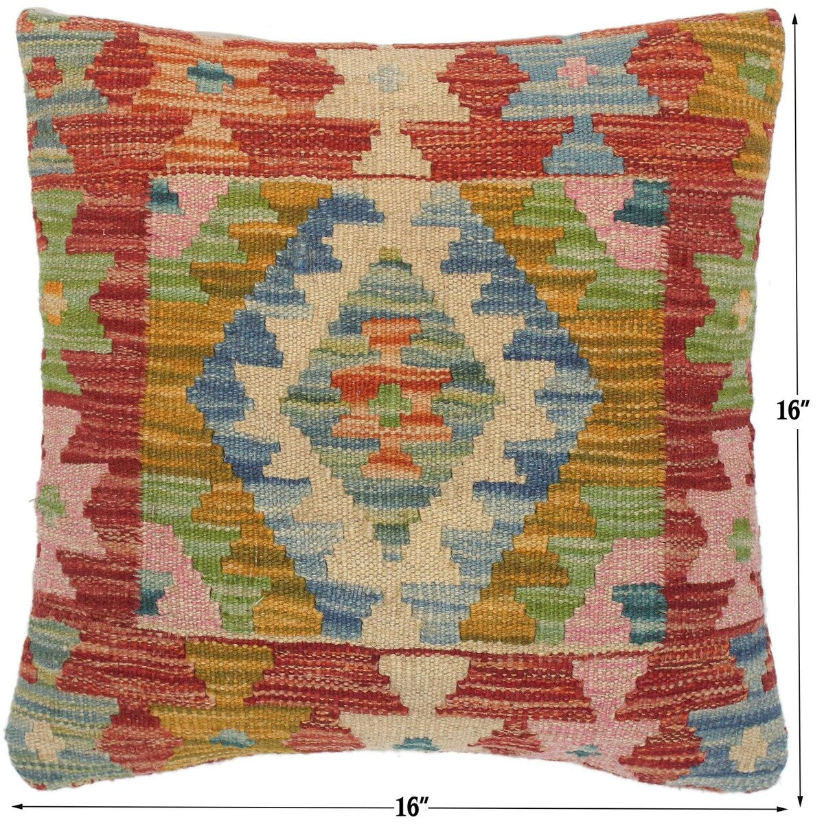 Bauhaus Charlett Hand-Woven Turkish Kilim Pillow 16 in. x 16 in.