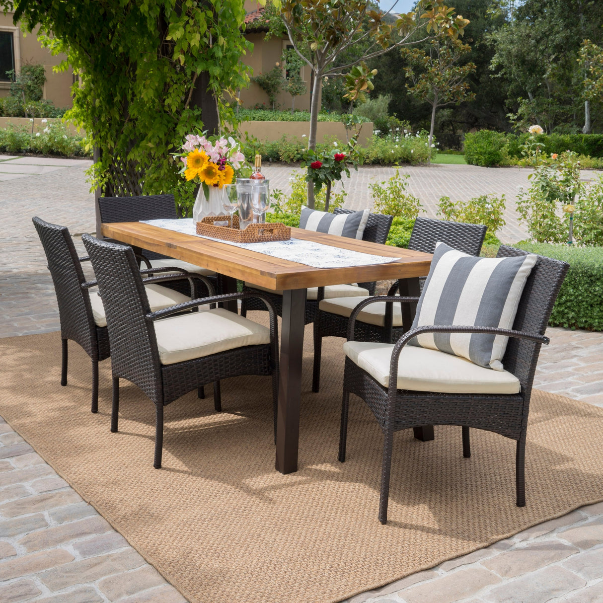 Bavaro 7-piece Acacia Outdoor Dining Set by Christopher Knight Home
