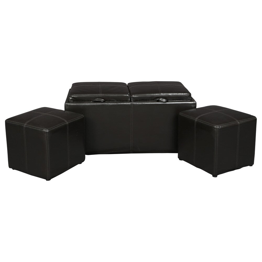 Porter Baxby Brown Storage Ottoman with Flip Top Trays and Hidden Ottomans