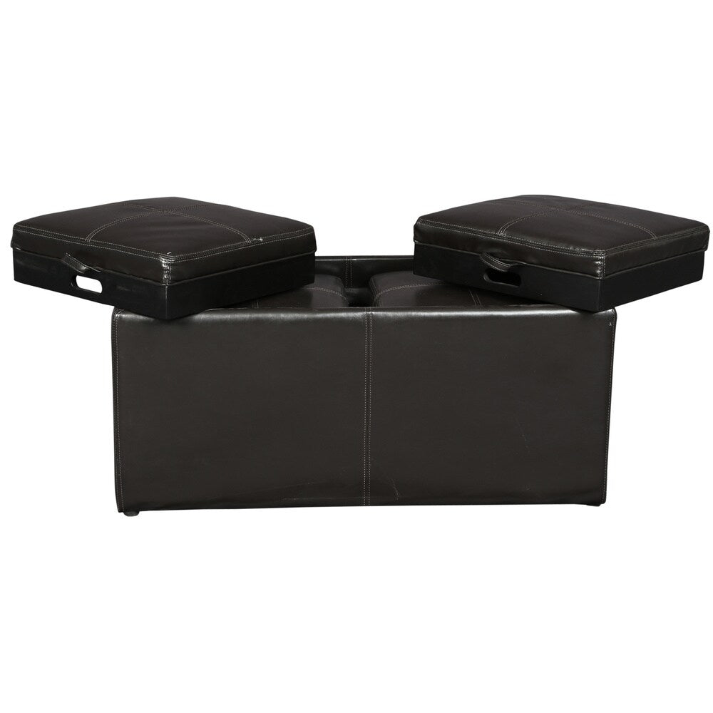 Porter Baxby Brown Storage Ottoman with Flip Top Trays and Hidden Ottomans