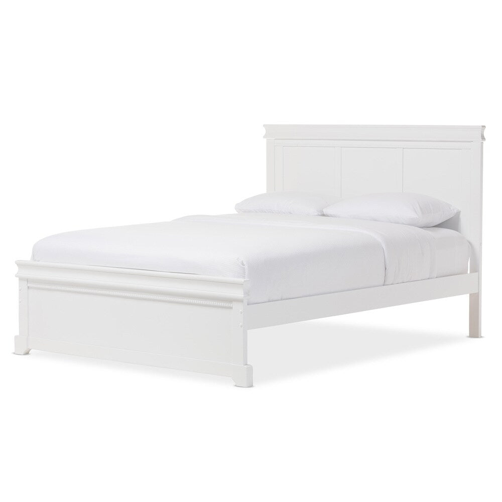 Baxton Studio Aether Colonial Revival Style White Solid Wood Platform Bed