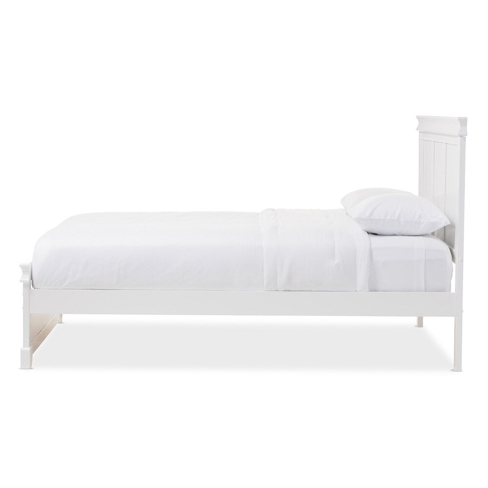 Baxton Studio Aether Colonial Revival Style White Solid Wood Platform Bed