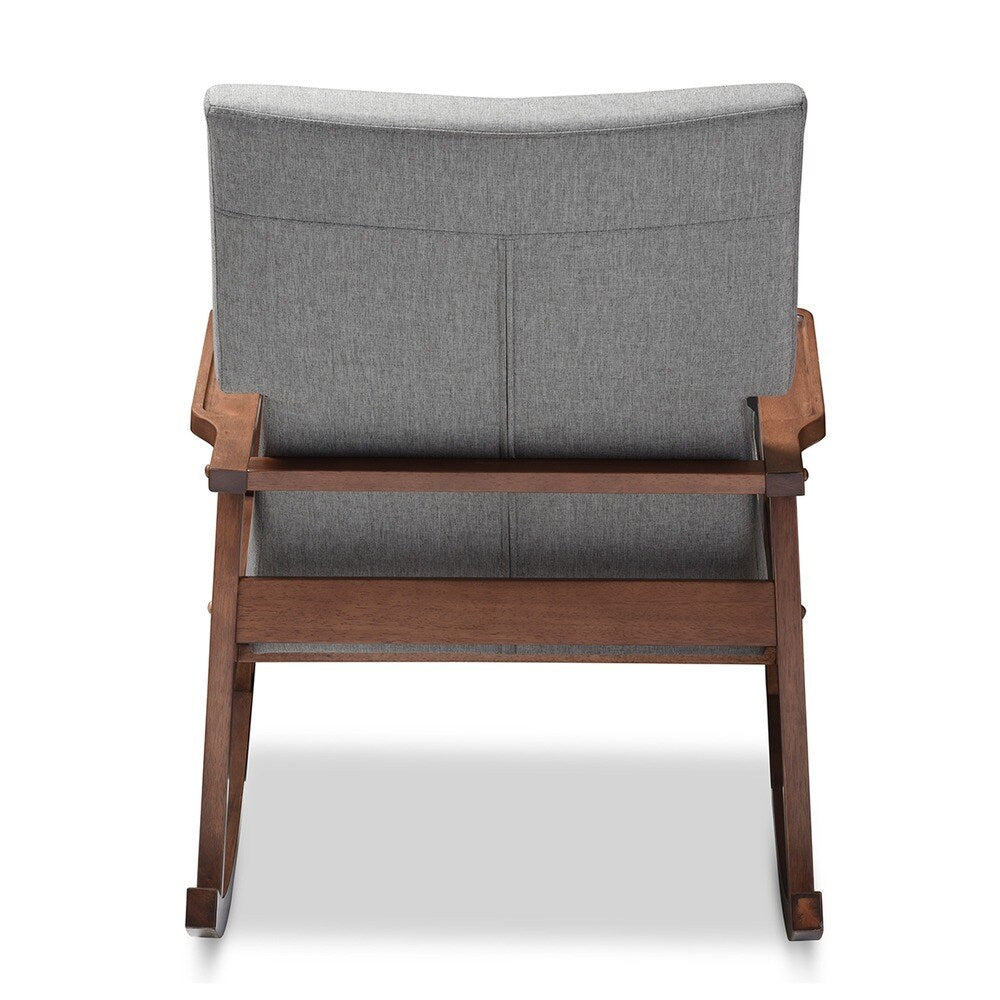 Baxton Studio Agatha Mid-century Modern Grey Fabric Upholstered Button-tufted Rocking Chair