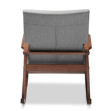 Baxton Studio Agatha Mid-century Modern Grey Fabric Upholstered Button-tufted Rocking Chair
