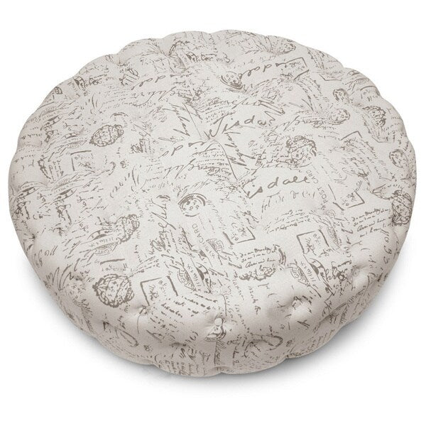 The Gray Barn Daisy Patterned Linen Modern Tufted Round Ottoman