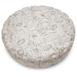 The Gray Barn Daisy Patterned Linen Modern Tufted Round Ottoman