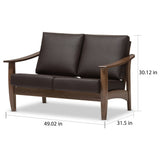 Baxton Studio Phanessa Mid-century Modern Dark Brown Faux Leather Loveseat