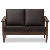 Baxton Studio Phanessa Mid-century Modern Dark Brown Faux Leather Loveseat