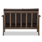 Baxton Studio Phanessa Mid-century Modern Dark Brown Faux Leather Loveseat