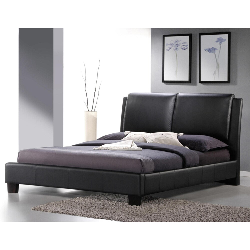 Baxton Studio Sabrina Black Full Size Bed with Overstuffed Headboard