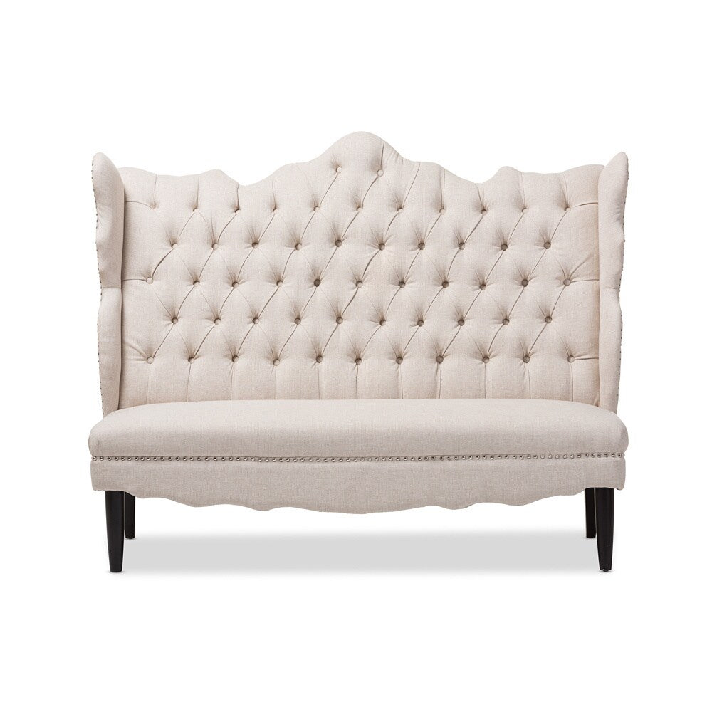 Baxton Studio Witherby Beige Linen Modern Banquette Bench