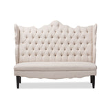 Baxton Studio Witherby Beige Linen Modern Banquette Bench