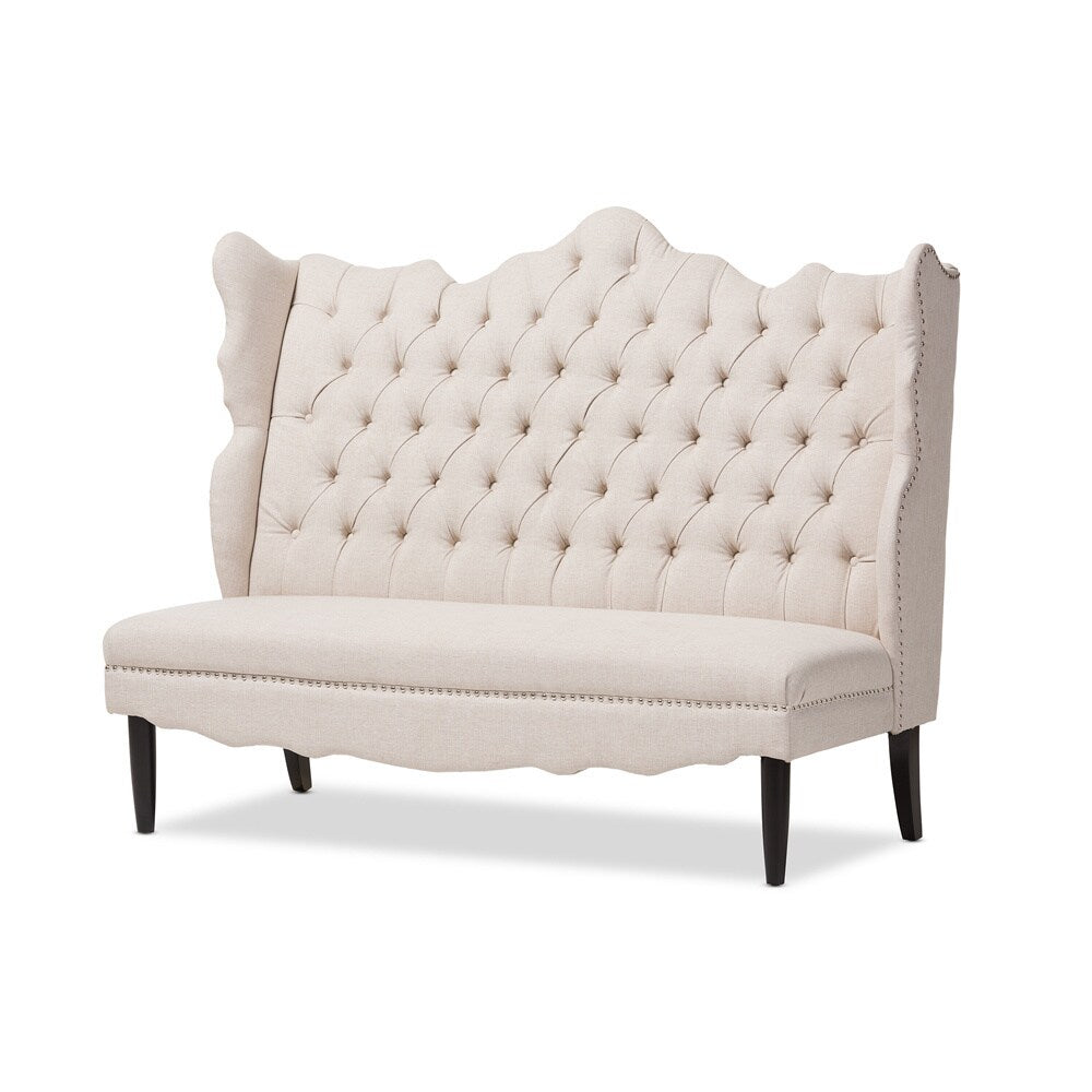 Baxton Studio Witherby Beige Linen Modern Banquette Bench