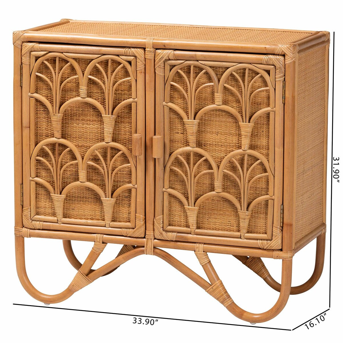 Baylor Bohemian Light Honey Rattan Storage Cabinet
