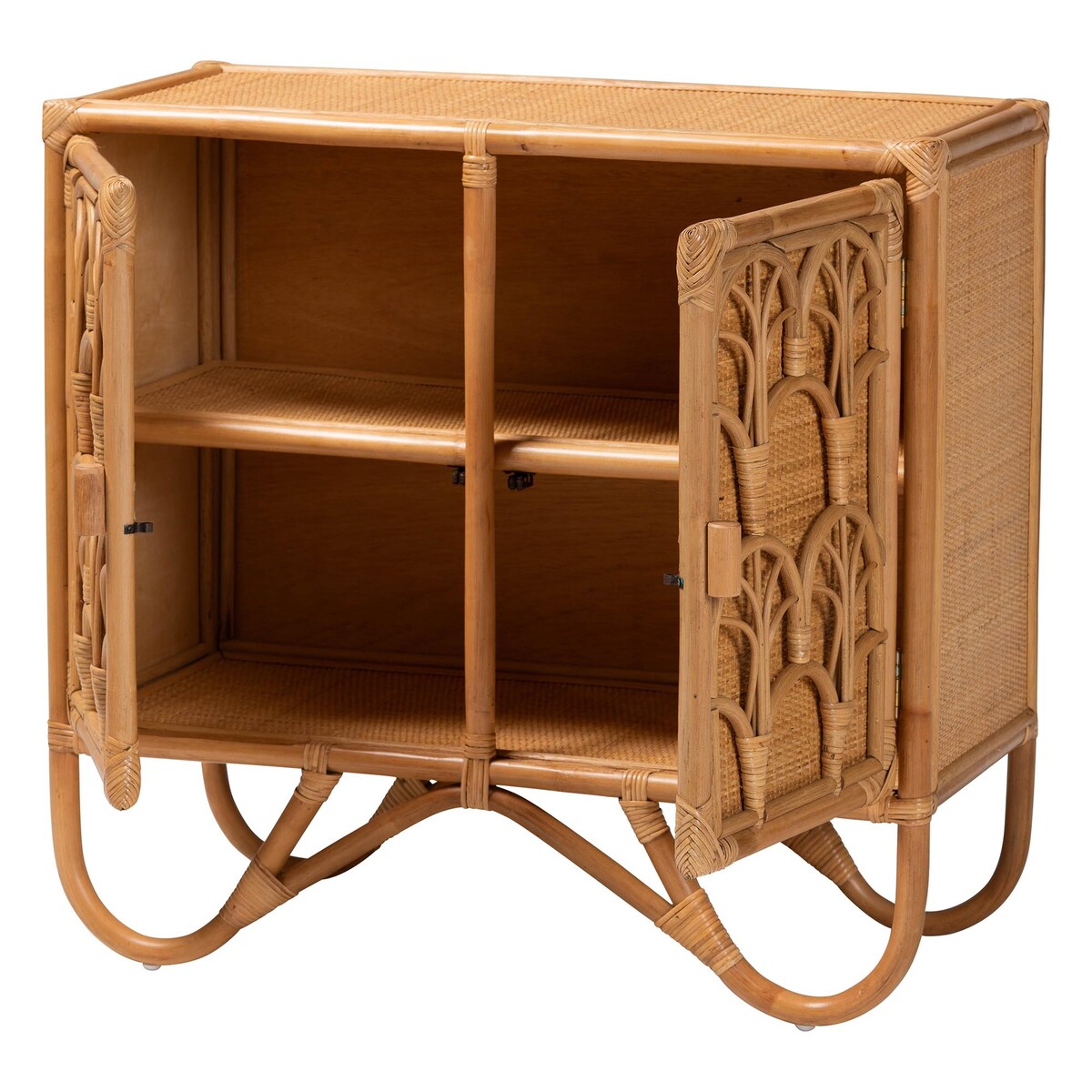 Baylor Bohemian Light Honey Rattan Storage Cabinet