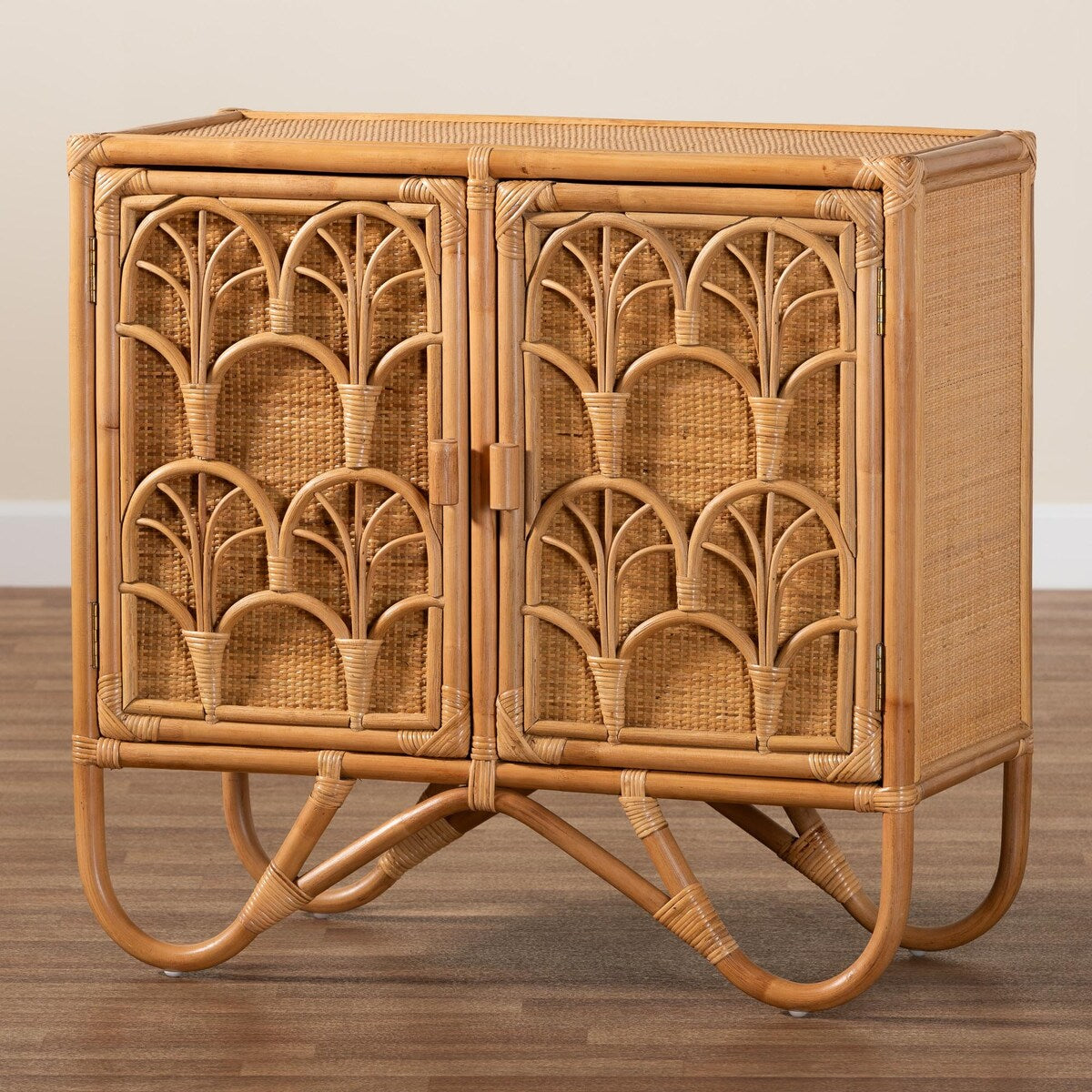 Baylor Bohemian Light Honey Rattan Storage Cabinet