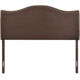 Bayton Queen Size Dark Brown Fabric Headboard with Nailhead Trim