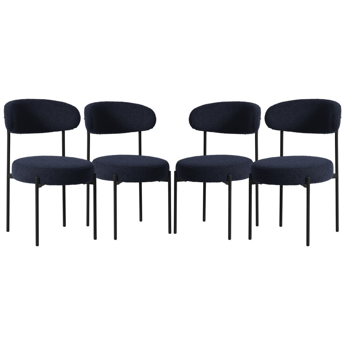 Bayville Mid-Century Curved Back Fabric Upholstered Metal Dining Chair (Set of 4)