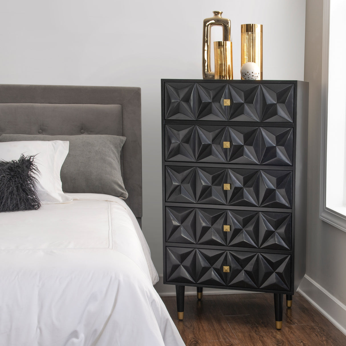 Bea Five Drawer Geo Dresser Chest