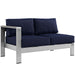 Beach Aluminum Outdoor Patio Left-Arm Loveseat