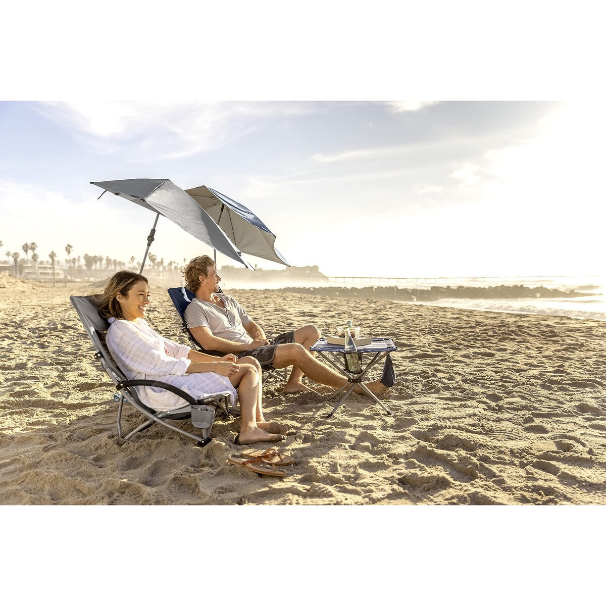 Beach Chair with UPF 50+ Adjustable Umbrella