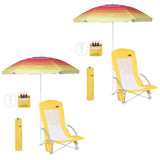 Beach Chair, Beach Chairs for Adults, w/Cooler&Umbrella, Compact High Back, Cup Holder & Carry Bag & Heavy Duty