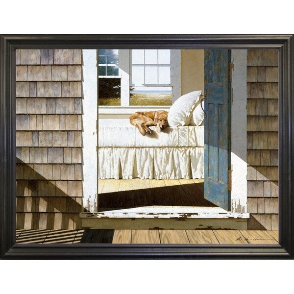 Beach House Dog-ZHELU78334 Framed Print 26"x34.75" by Zhen-Huan Lu