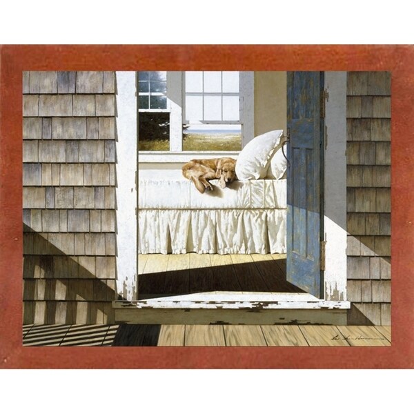 Beach House Dog-ZHELU78334 Framed Print 26"x34.75" by Zhen-Huan Lu