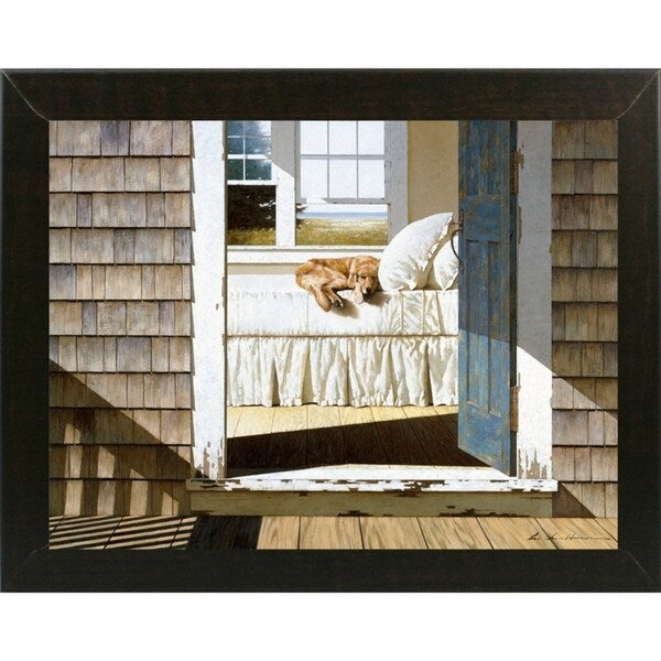 Beach House Dog-ZHELU78334 Framed Print 26"x34.75" by Zhen-Huan Lu
