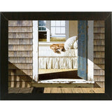 Beach House Dog-ZHELU78334 Framed Print 26"x34.75" by Zhen-Huan Lu