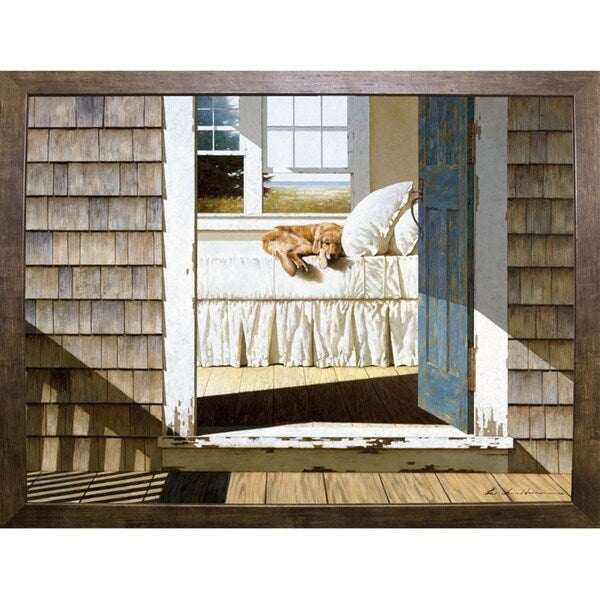 Beach House Dog-ZHELU78334 Framed Print 26"x34.75" by Zhen-Huan Lu