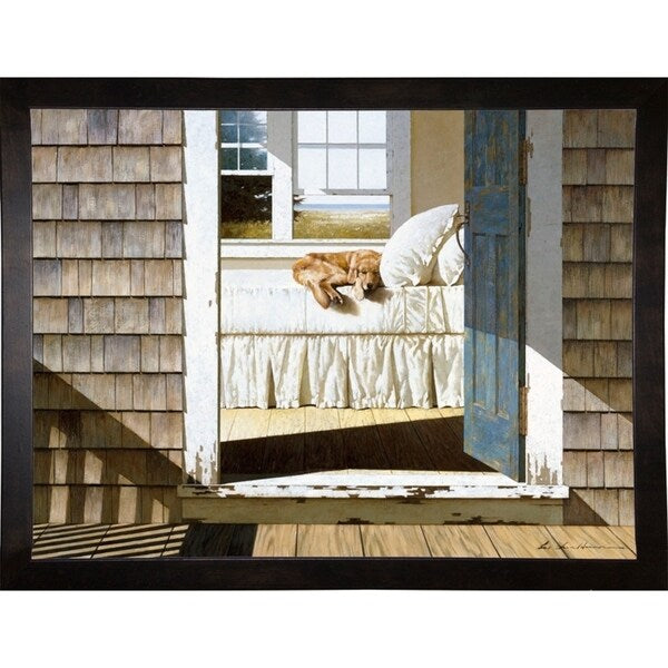 Beach House Dog-ZHELU78334 Framed Print 26"x34.75" by Zhen-Huan Lu
