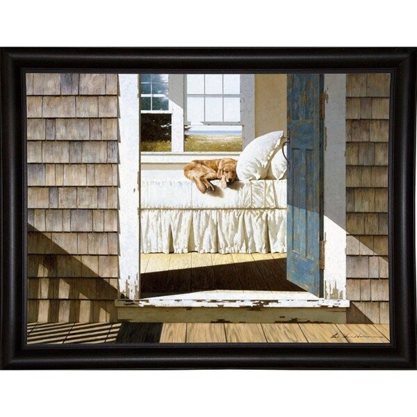 Beach House Dog-ZHELU78334 Framed Print 26"x34.75" by Zhen-Huan Lu